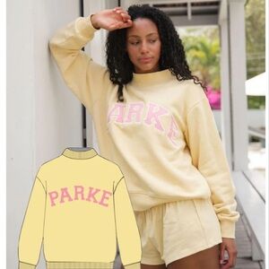 Parke Women’s Yellow/Pink (Peel/Conch) Mock Neck Sweatshirt L/XL